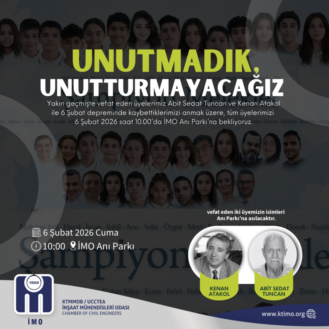 İMO’dan 6 Şubat Anması: “Unutmadık, Unutturmayacağız”